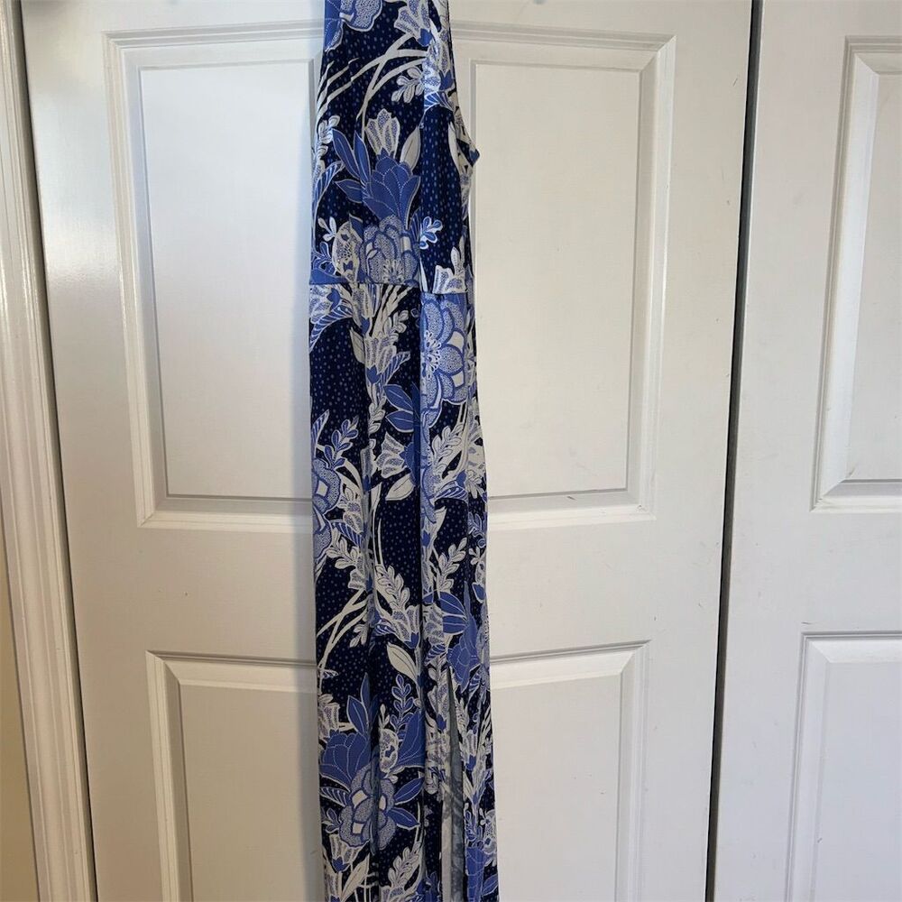 Soma Women's S Blue Floral Maxi Dress Sleeveless Summer Casual